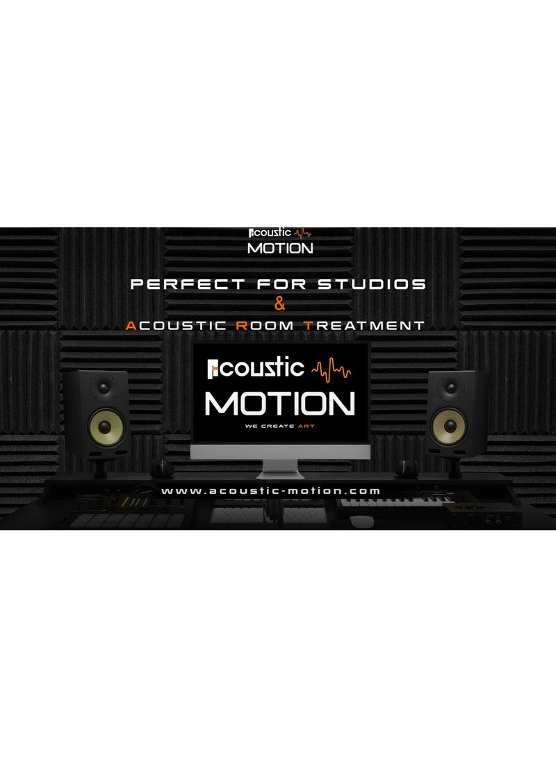 أكويستك موشان الواح اسفنجية مقاومة للصوت مقاس 5 سم مع مجموعة ذاتية اللصق مكونة من 12 قطعة مقاس 5 × 30 × 30 سم، لون رمادي داكن اساسي للاستوديو المنزلي والمعالجة الصوتية. - Image 2